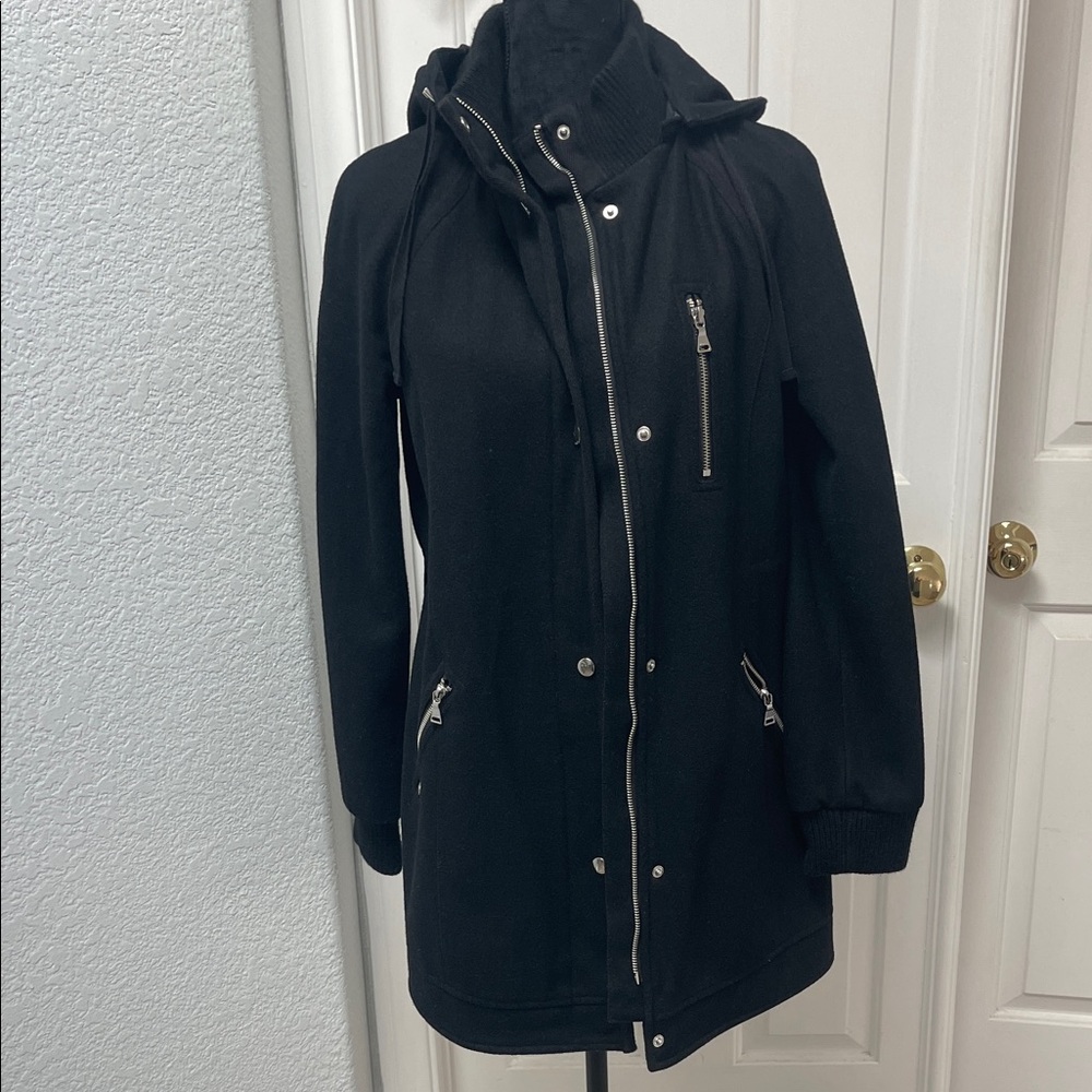 Express Black Hooded Zip-Front Utility Jacket
